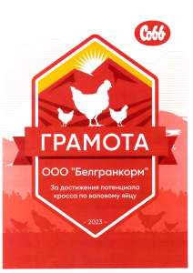 За достижение потенциала кросса по валовому яйцу